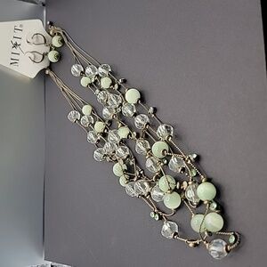 MIXiT Green and Brass Chain Jewelry set, with matching earrings and necklace